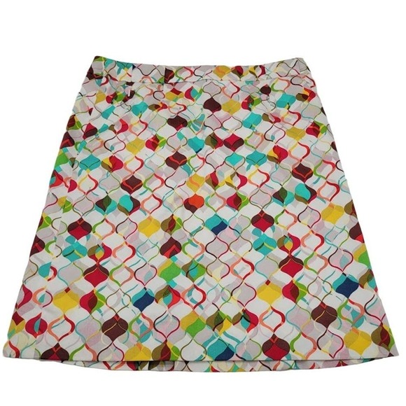 Etcetera Skirt Geo Retro Pattern‎ Fully Lined with Pockets Sz 8 - Picture 2 of 11